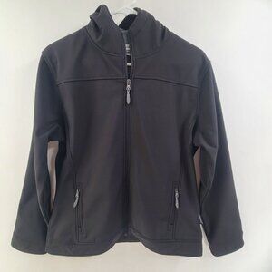 Landway Men's Soft Shell Full Zip Hooded Jacket Moisture Wicking Black Size 2XL